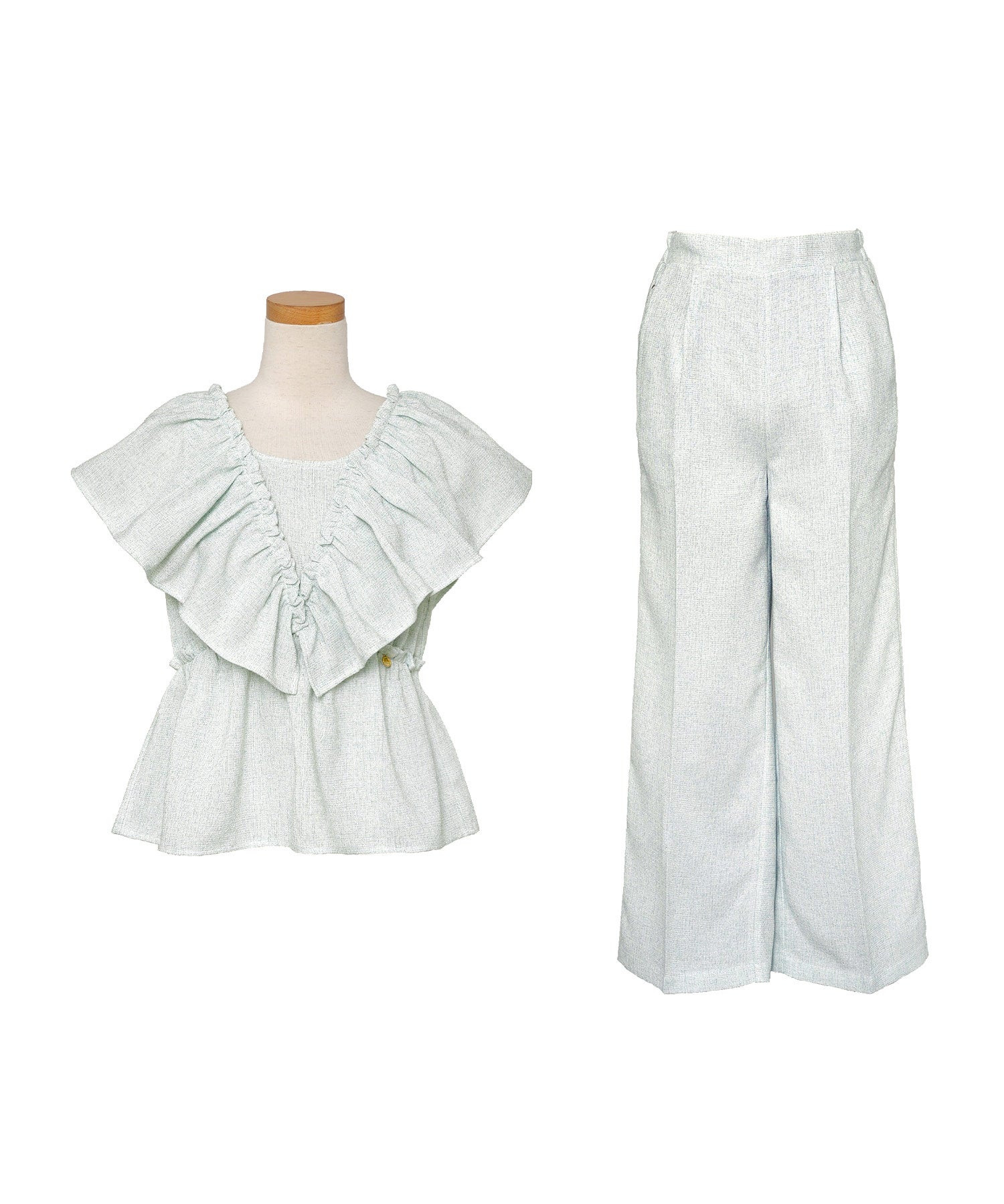 フリル トップス ＆ ワイド パンツ セットアップ le reve vaniller 全2