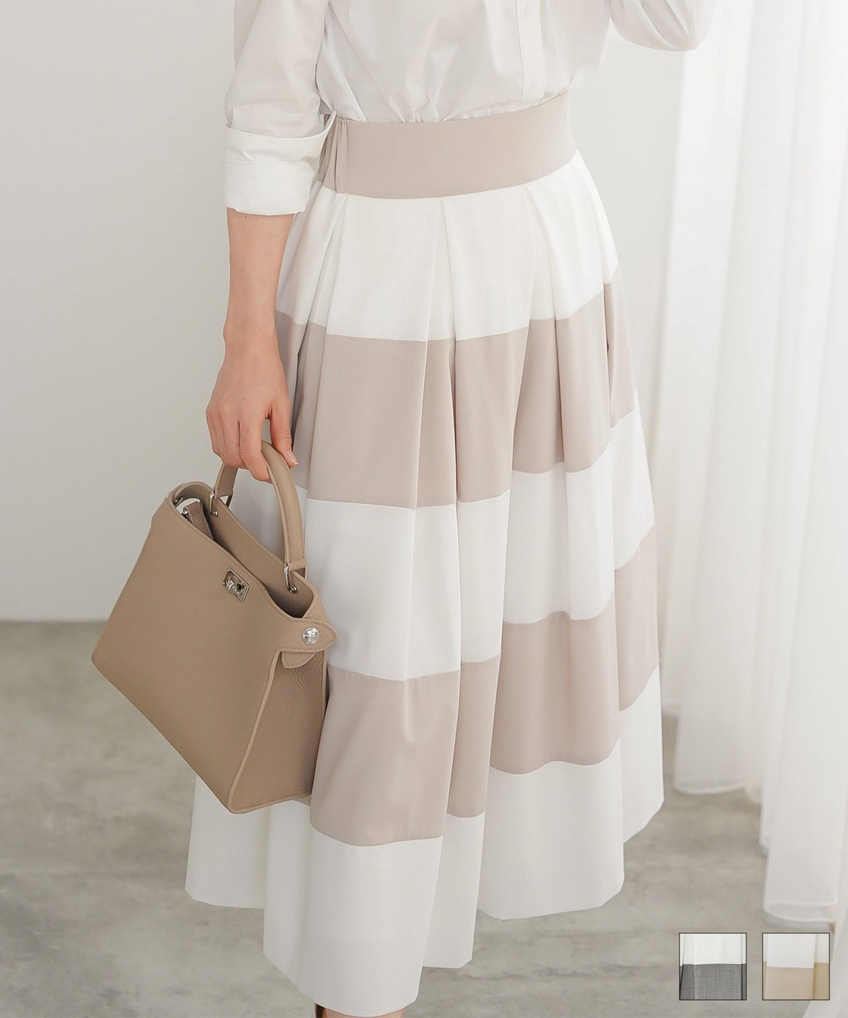 ボーダー タック スカート ＆BLOOM（アンドブルーム）