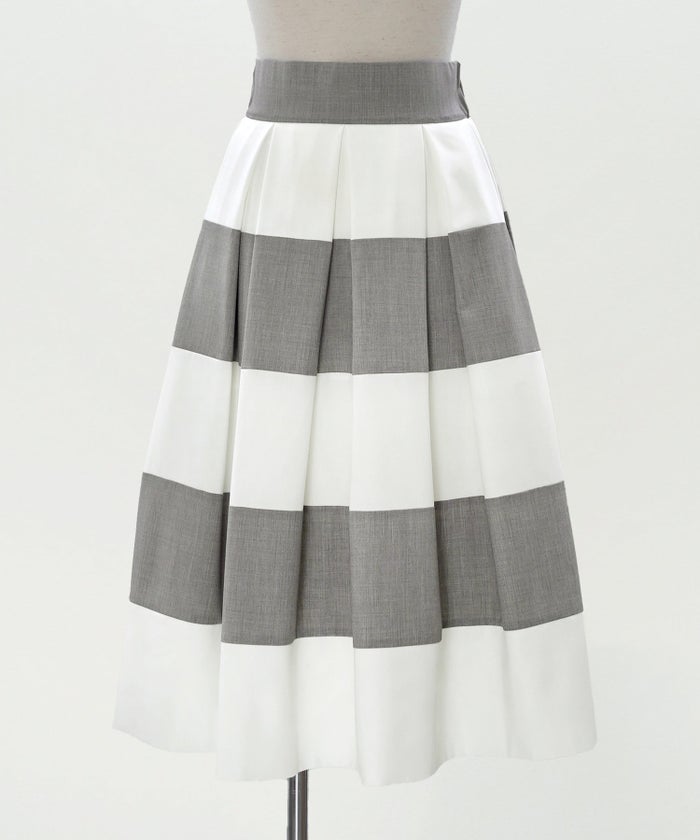 スカート フレア グレー ボーダー 通勤 デート 女子会 フェミニン ジョイントスペース