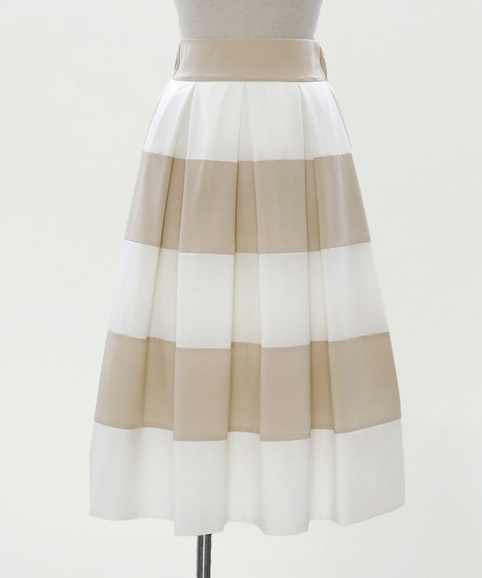 スカート フレア ベージュ ボーダー 通勤 デート 女子会 フェミニン ジョイントスペース