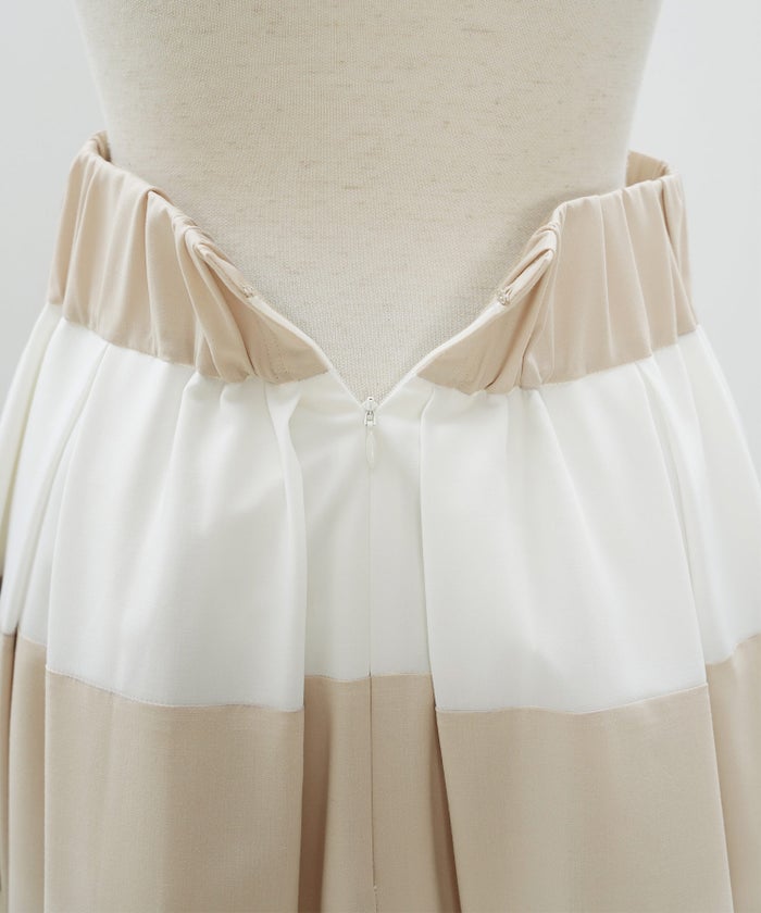 スカート フレア ベージュ ボーダー 通勤 デート 女子会 フェミニン ジョイントスペース