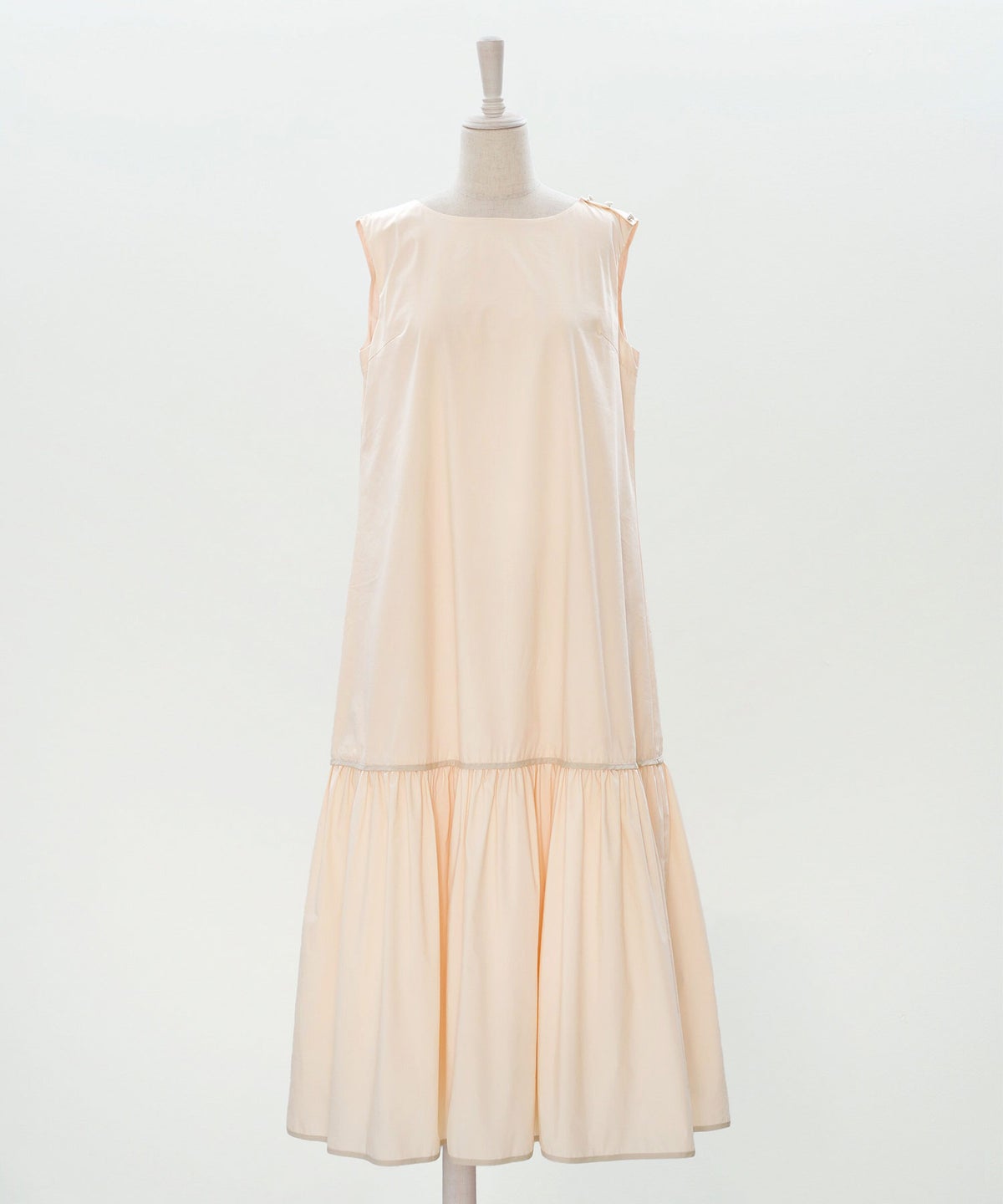 ティアード ワンピース ロング ピンク タフタ 配色 春 夏 秋 フェミニン 旅行 海 ジョイントスペース