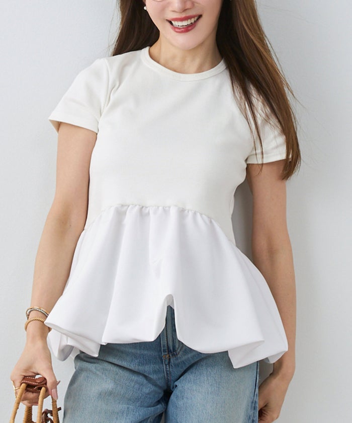 手洗い可 日本製 かわいい 上品 きれいめ 大人カジュアル オフィス シンプル Vネック 体型カバー ジョイントスペース