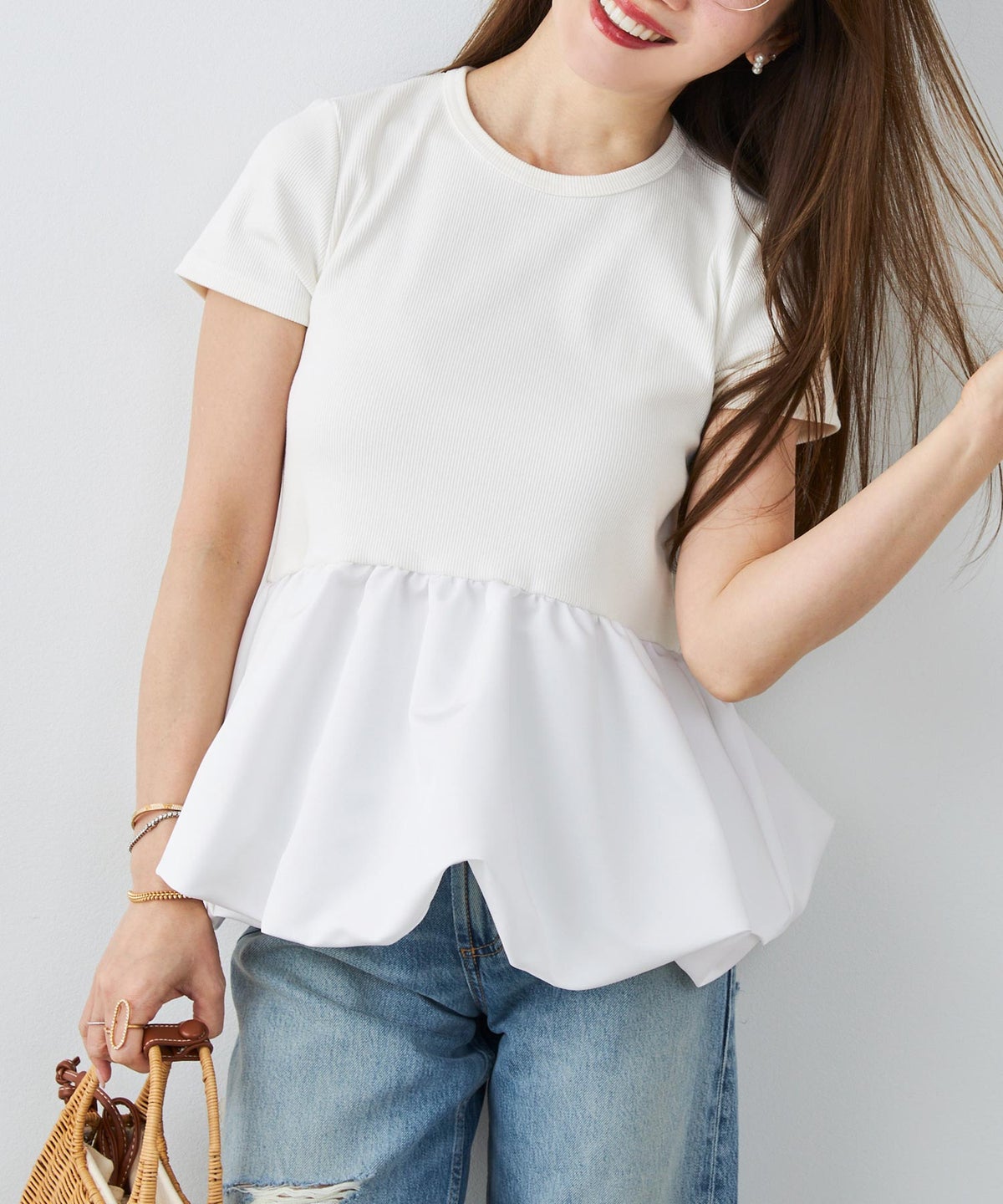 手洗い可 日本製 かわいい 上品 きれいめ 大人カジュアル オフィス シンプル Vネック 体型カバー ジョイントスペース