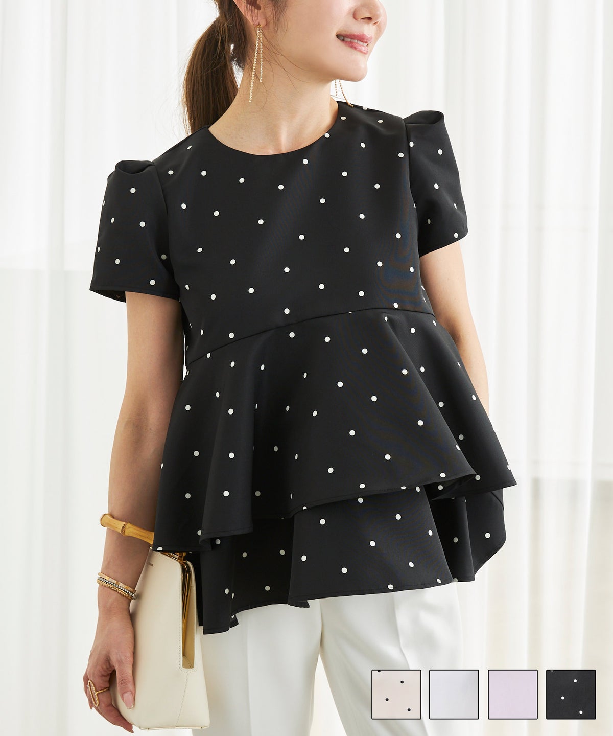 2段フレア ペプラム ブラウス Liala×PG