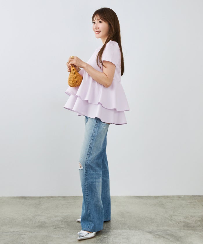 手洗い可 日本製 きれいめ 上品 半袖 オフィス 体型カバー 大人カジュアル フェニミン  無地 ドット 柄 ジョイントスペース