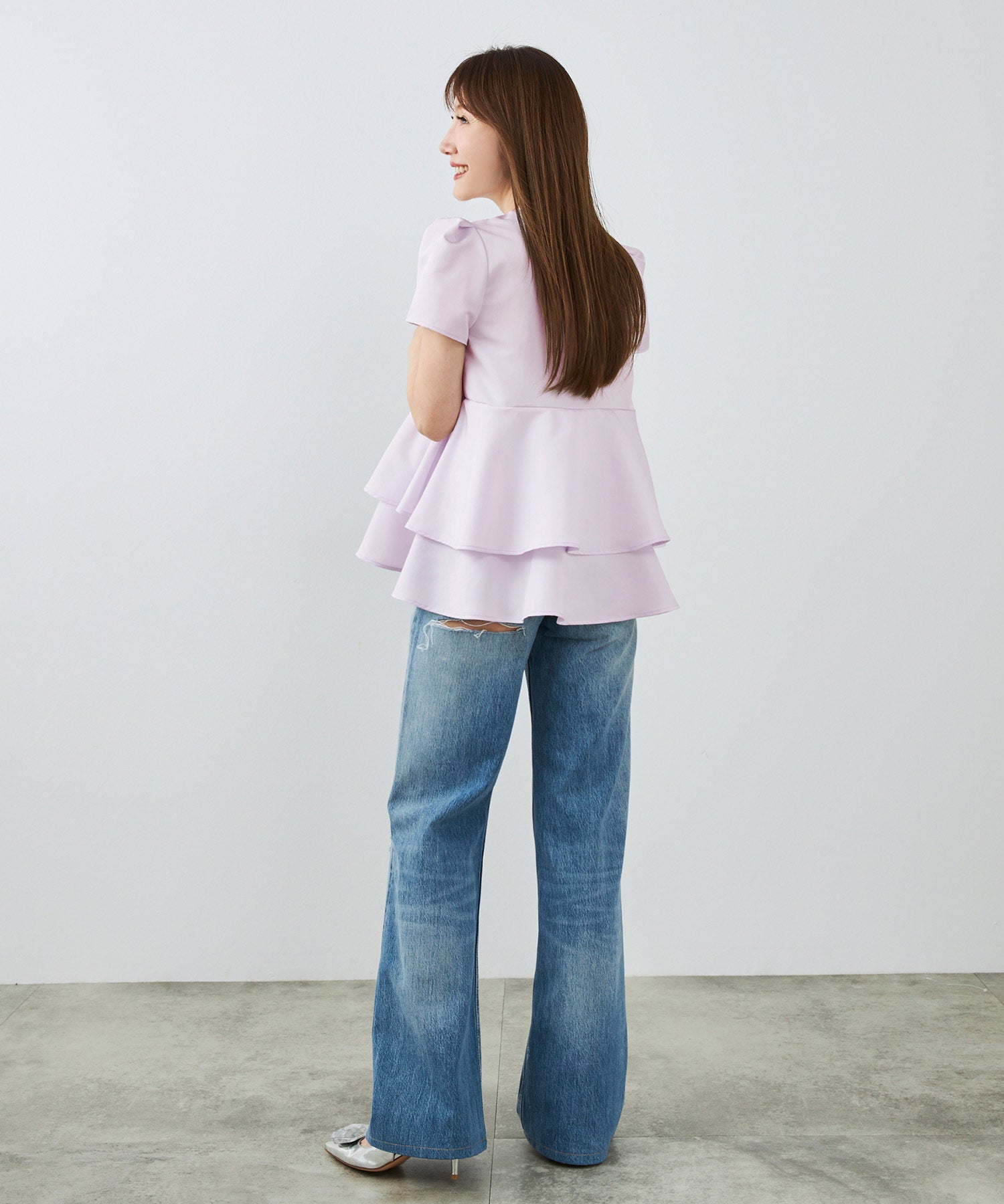 2段フレア ペプラム ブラウス Liala×PG