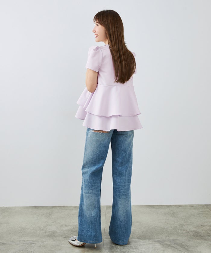 手洗い可 日本製 きれいめ 上品 半袖 オフィス 体型カバー 大人カジュアル フェニミン  無地 ドット 柄 ジョイントスペース