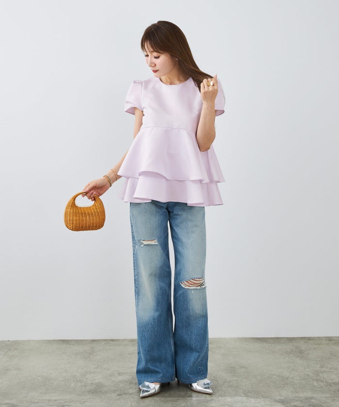 手洗い可 日本製 きれいめ 上品 半袖 オフィス 体型カバー 大人カジュアル フェニミン  無地 ドット 柄 ジョイントスペース