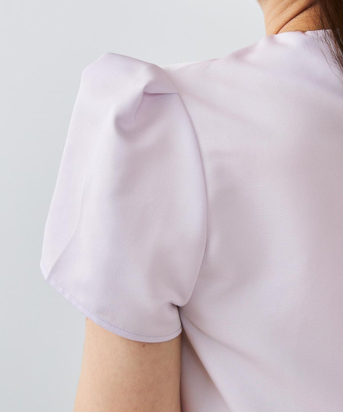 手洗い可 日本製 きれいめ 上品 半袖 オフィス 体型カバー 大人カジュアル フェニミン  無地 ドット 柄 ジョイントスペース