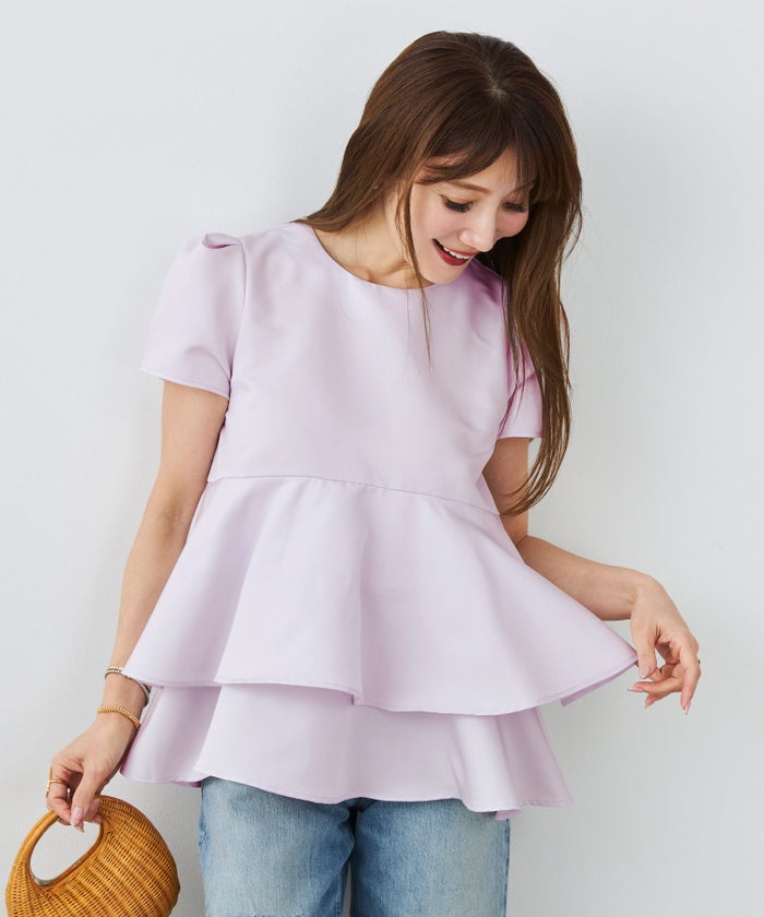 手洗い可 日本製 きれいめ 上品 半袖 オフィス 体型カバー 大人カジュアル フェニミン  無地 ドット 柄 ジョイントスペース