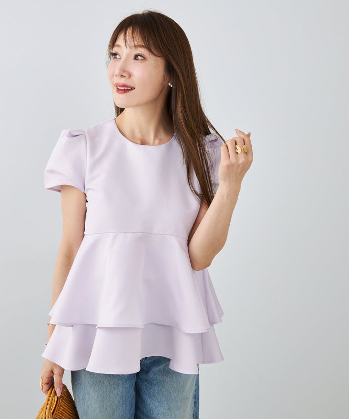 手洗い可 日本製 きれいめ 上品 半袖 オフィス 体型カバー 大人カジュアル フェニミン  無地 ドット 柄 ジョイントスペース