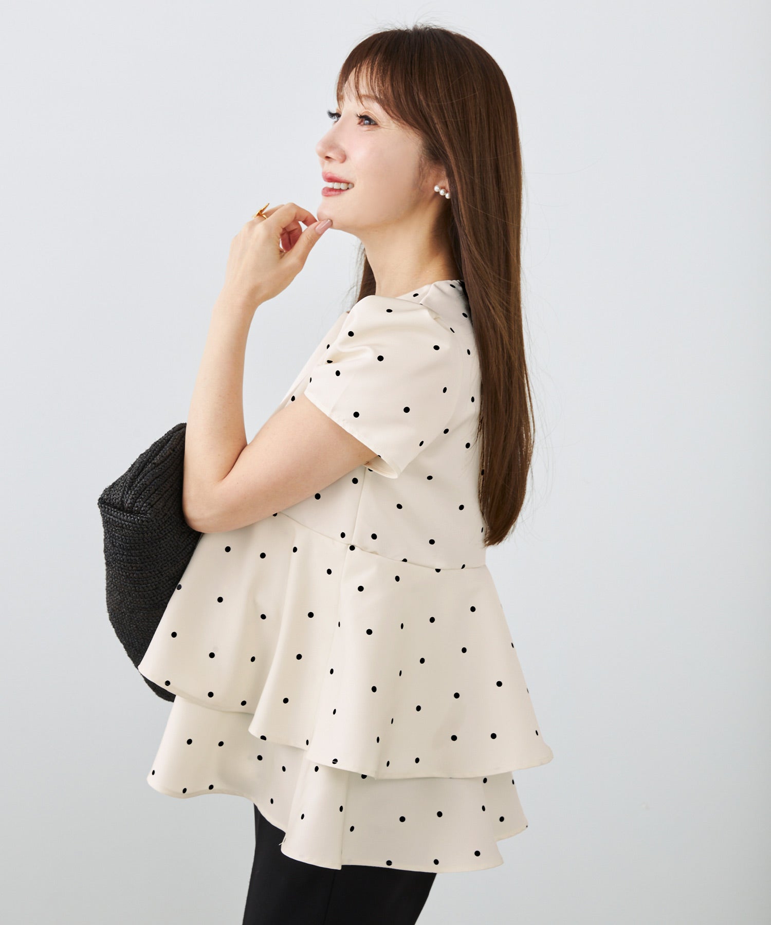 2段フレア ペプラム ブラウス Liala×PG