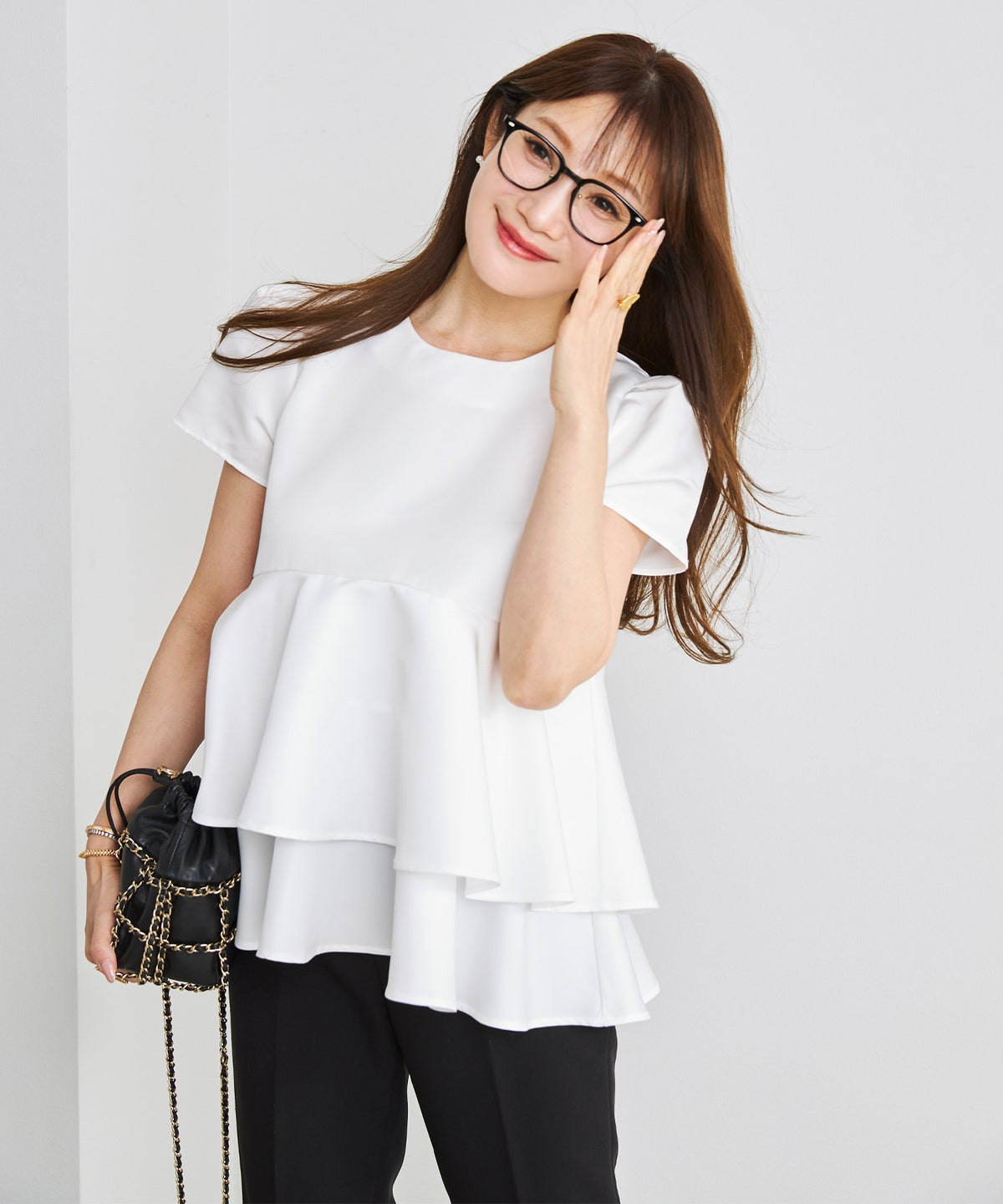 手洗い可 日本製 きれいめ 上品 半袖 オフィス 体型カバー 大人カジュアル フェニミン  無地 ドット 柄 ジョイントスペース