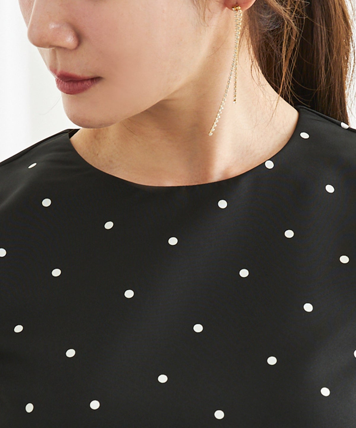 手洗い可 日本製 きれいめ 上品 半袖 オフィス 体型カバー 大人カジュアル フェニミン  無地 ドット 柄 ジョイントスペース