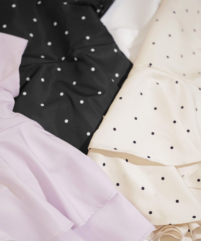 手洗い可 日本製 きれいめ 上品 半袖 オフィス 体型カバー 大人カジュアル フェニミン  無地 ドット 柄 ジョイントスペース