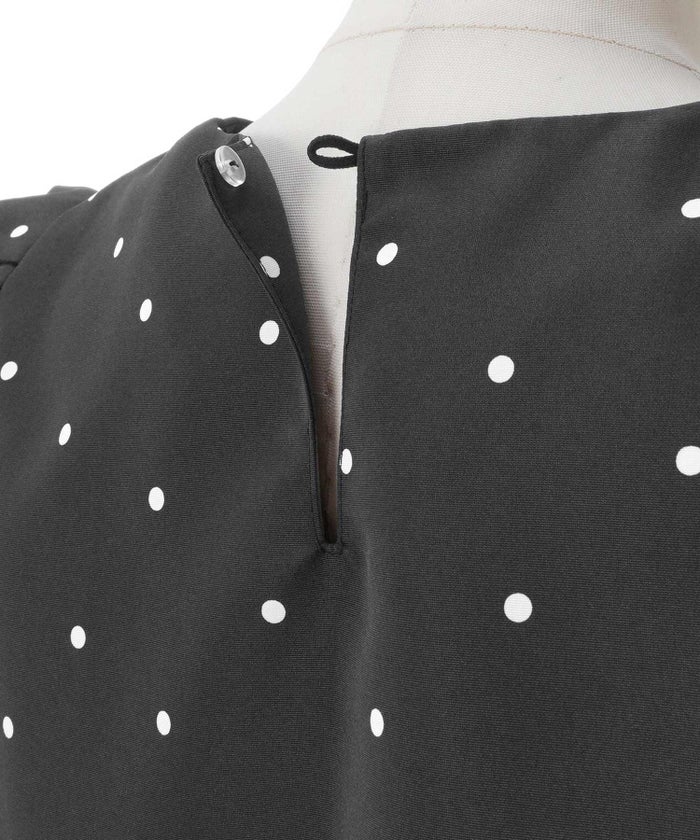 手洗い可 日本製 きれいめ 上品 半袖 オフィス 体型カバー 大人カジュアル フェニミン  無地 ドット 柄 ジョイントスペース