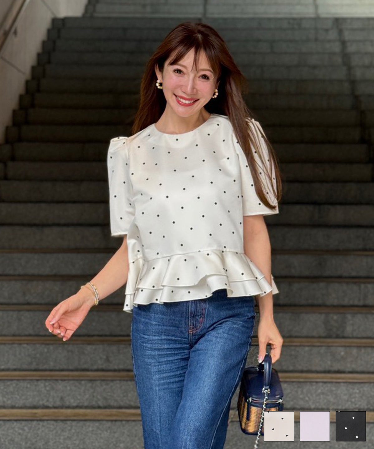 2段ペプラム ショート ブラウス Liala×PG