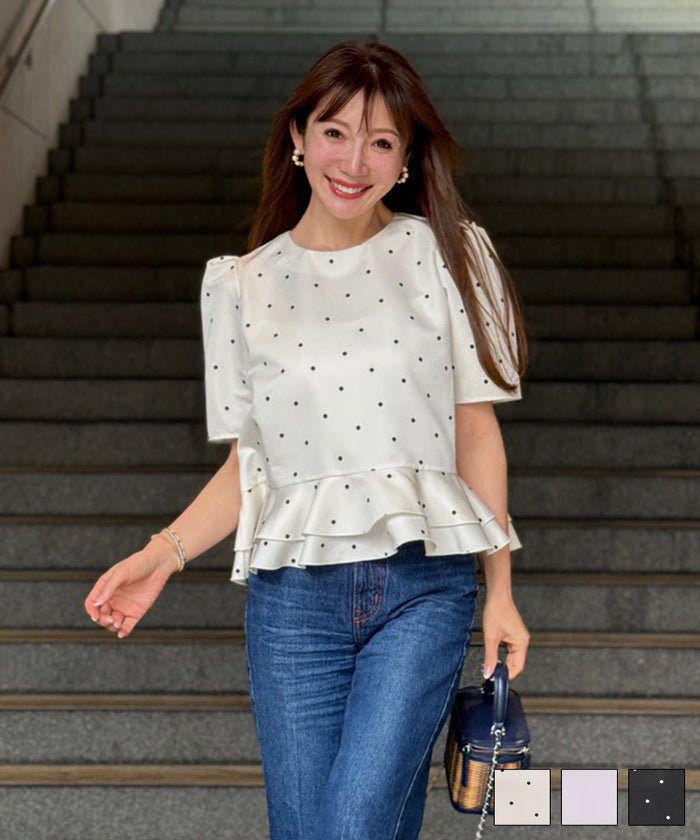 2段ペプラム ショート ブラウス Liala×PG