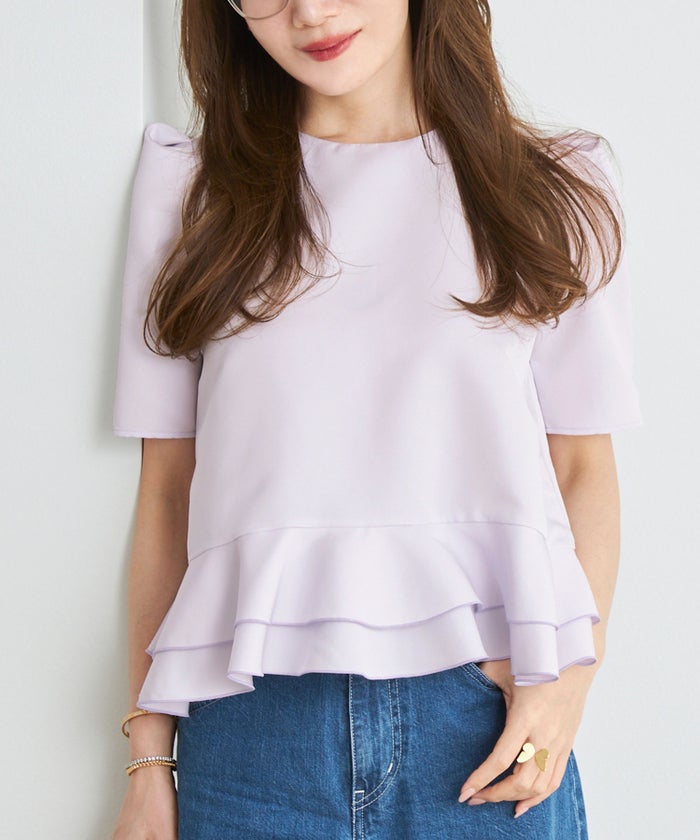 手洗い可 日本製 きれいめ 上品 半袖 オフィス 体型カバー 大人カジュアル フェニミン  無地 ドット 柄 ジョイントスペース