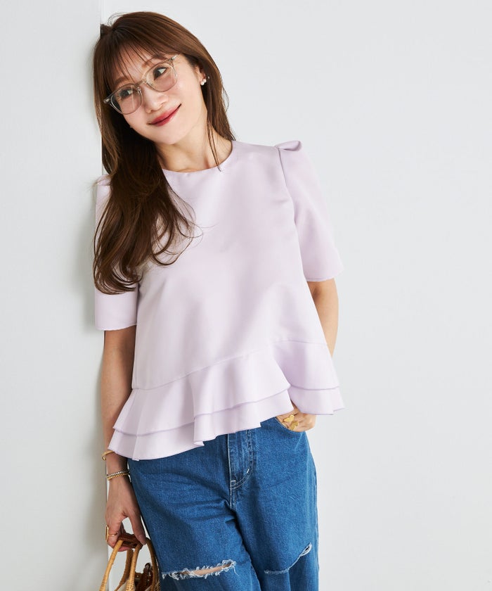 手洗い可 日本製 きれいめ 上品 半袖 オフィス 体型カバー 大人カジュアル フェニミン  無地 ドット 柄 ジョイントスペース