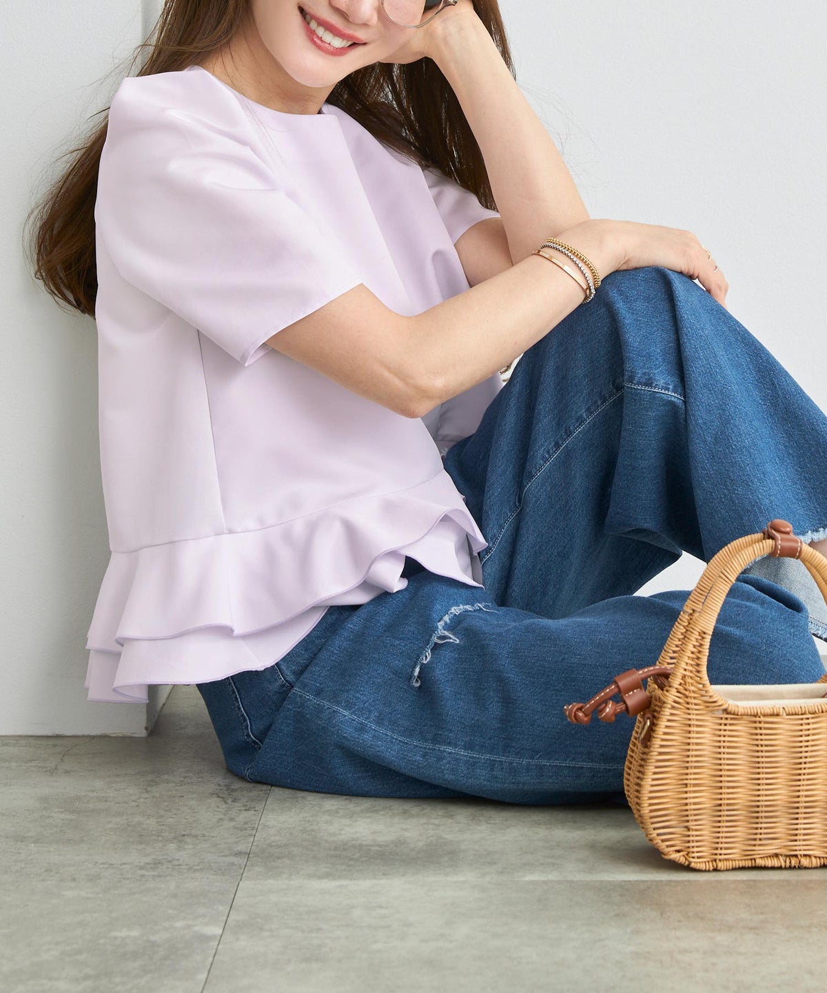 手洗い可 日本製 きれいめ 上品 半袖 オフィス 体型カバー 大人カジュアル フェニミン  無地 ドット 柄 ジョイントスペース