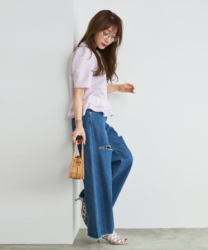 手洗い可 日本製 きれいめ 上品 半袖 オフィス 体型カバー 大人カジュアル フェニミン  無地 ドット 柄 ジョイントスペース