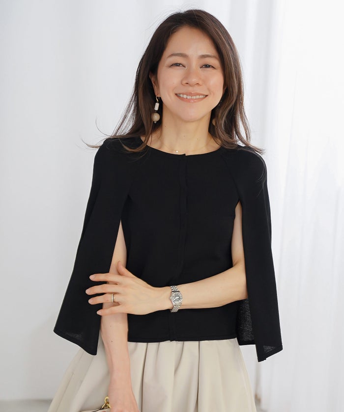 ケープ ニット カーディガン ホワイト ブラック 春 夏 薄手 日焼け対策 ジョイントスペース