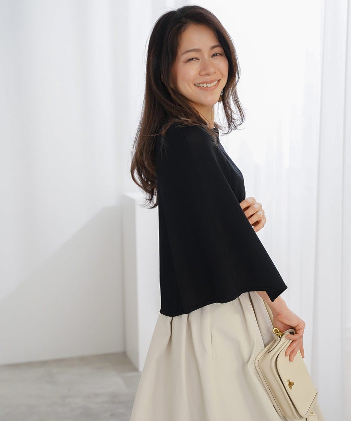 ケープ ニット カーディガン ホワイト ブラック 春 夏 薄手 日焼け対策 ジョイントスペース