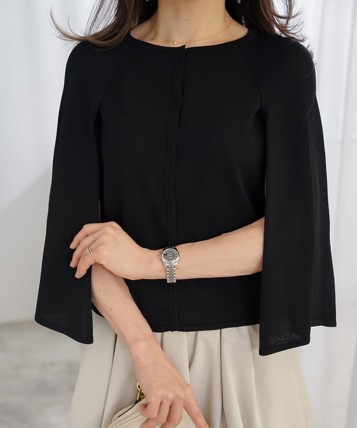 ケープ ニット カーディガン ホワイト ブラック 春 夏 薄手 日焼け対策 ジョイントスペース