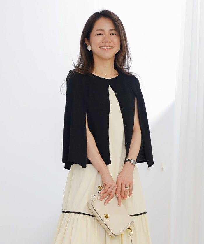 ケープ ニット カーディガン ホワイト ブラック 春 夏 薄手 日焼け対策 ジョイントスペース