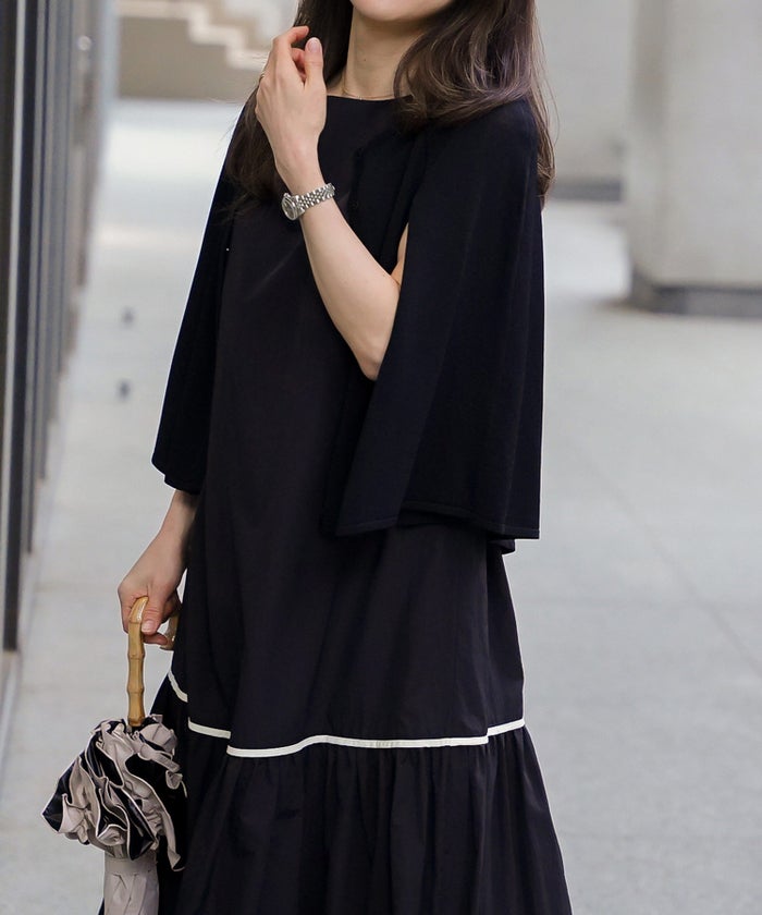 ケープ ニット カーディガン ホワイト ブラック 春 夏 薄手 日焼け対策 ジョイントスペース