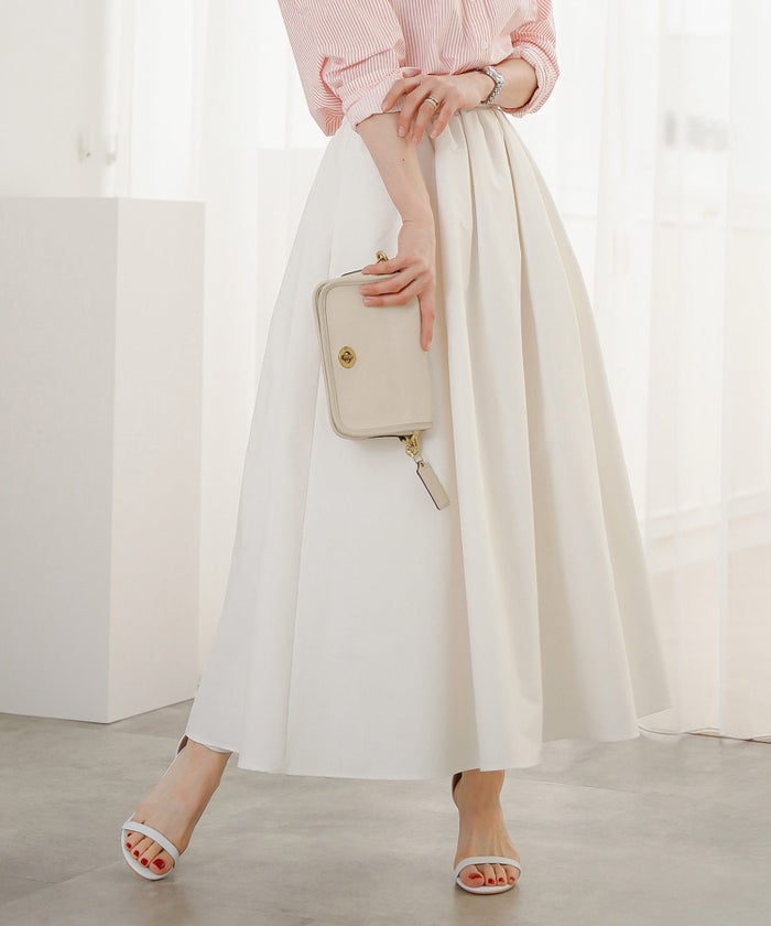 スカート ロング アイボリー タフタ フレア ベーシック ジョイントスペース