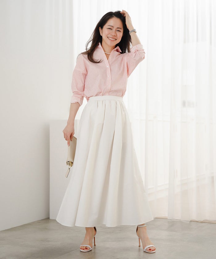 スカート ロング アイボリー タフタ フレア ベーシック ジョイントスペース