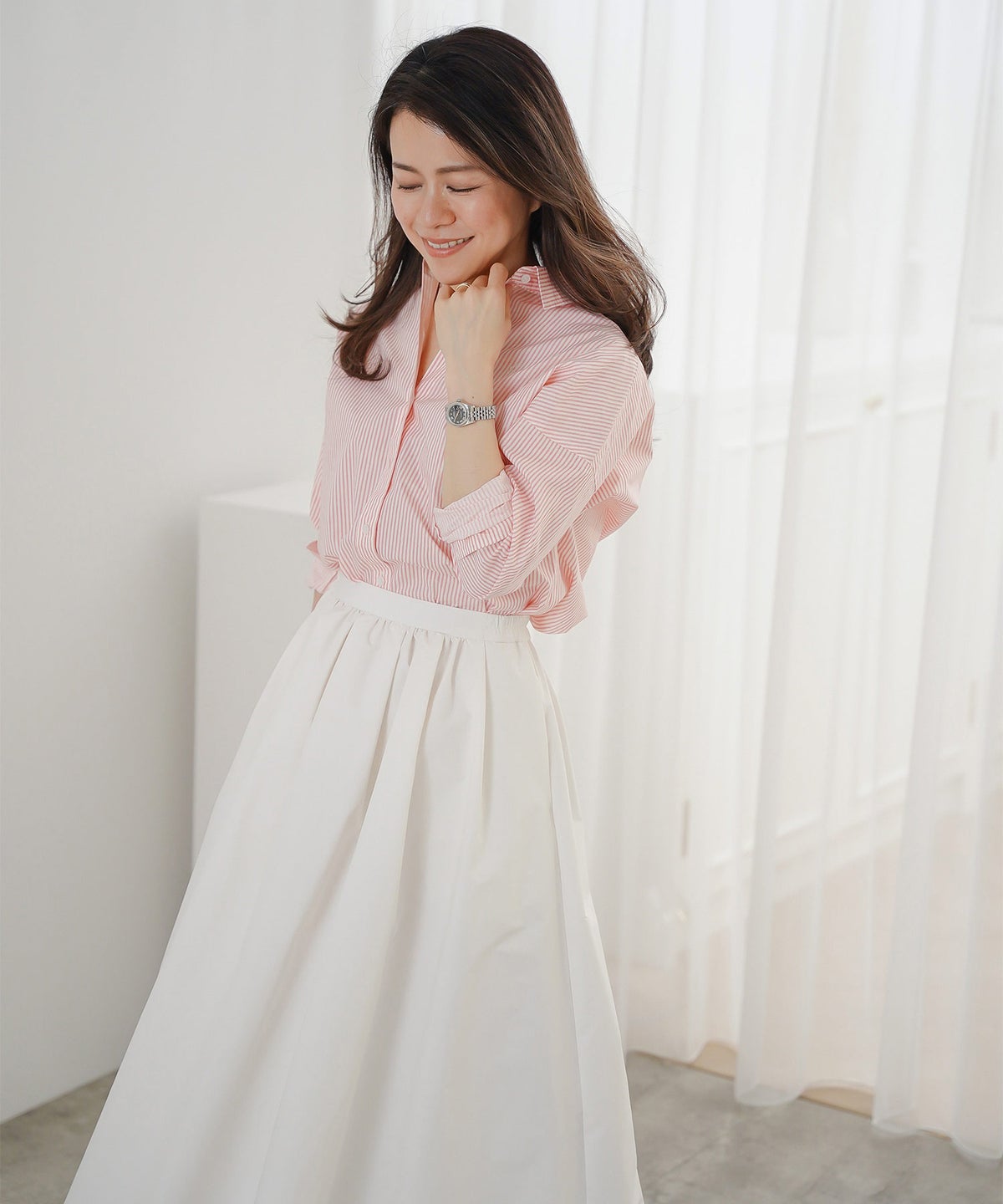 スカート ロング アイボリー タフタ フレア ベーシック ジョイントスペース