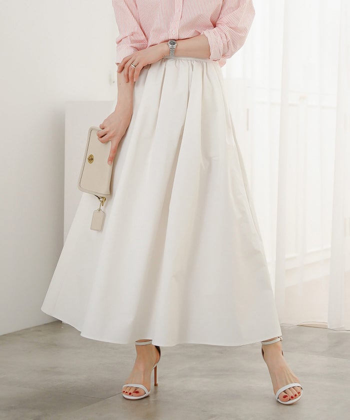 スカート ロング アイボリー タフタ フレア ベーシック ジョイントスペース