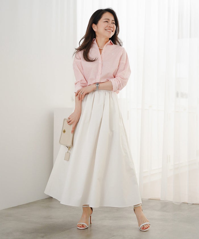 スカート ロング アイボリー タフタ フレア ベーシック ジョイントスペース