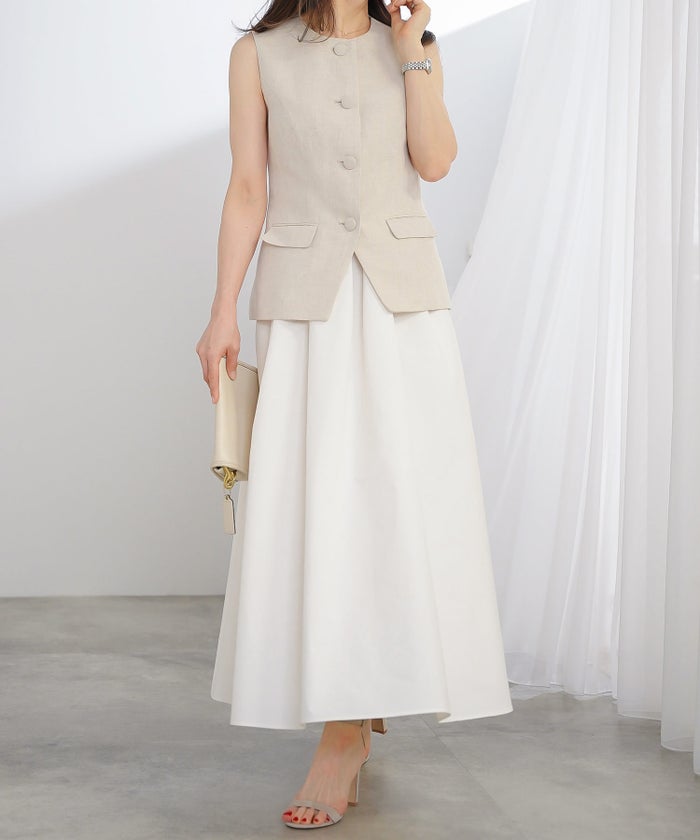 スカート ロング アイボリー タフタ フレア ベーシック ジョイントスペース