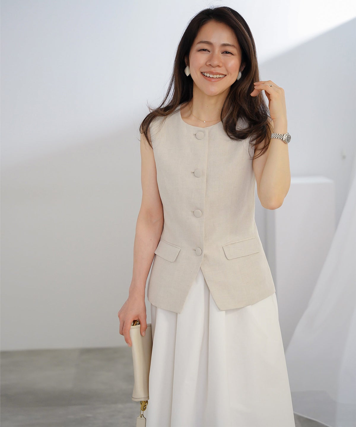 スカート ロング アイボリー タフタ フレア ベーシック ジョイントスペース