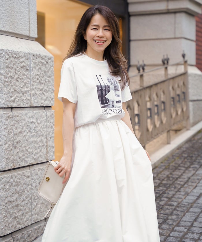 スカート ロング アイボリー タフタ フレア ベーシック ジョイントスペース