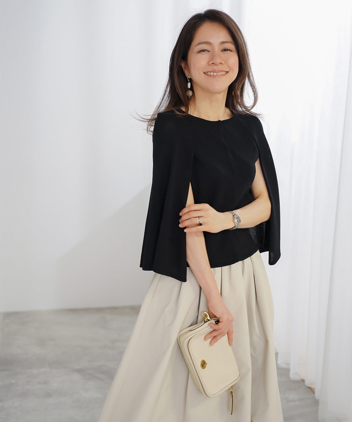 スカート ロング グレージュ タフタ フレア ベーシック ジョイントスペース