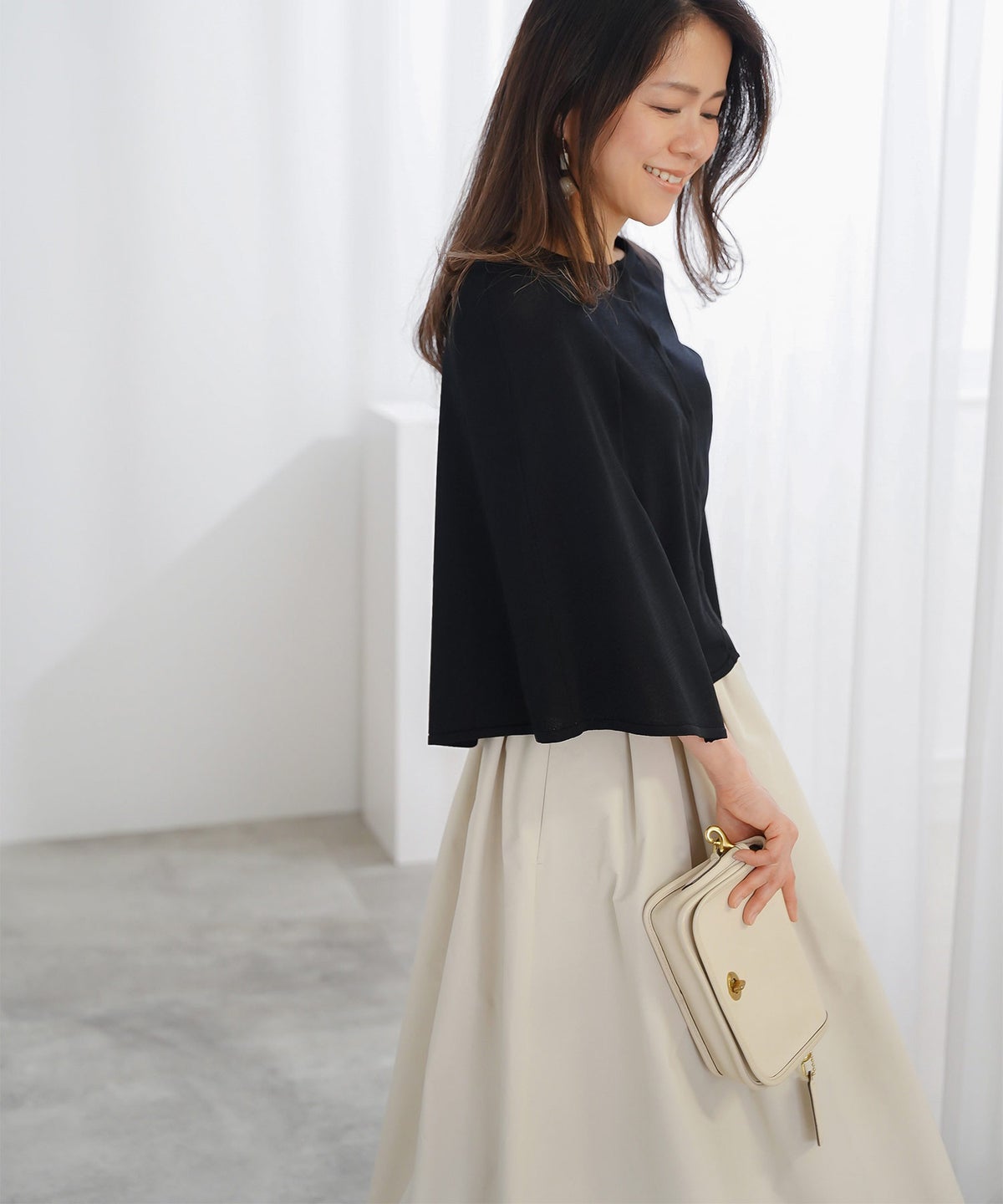 スカート ロング グレージュ タフタ フレア ベーシック ジョイントスペース