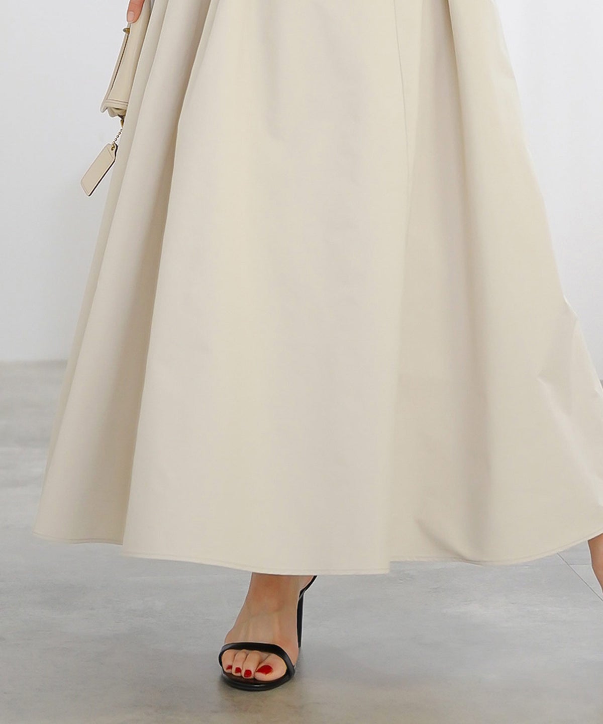 スカート ロング グレージュ タフタ フレア ベーシック ジョイントスペース