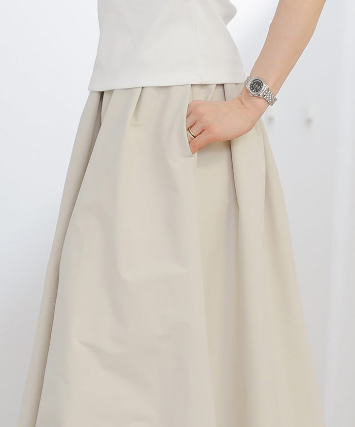 スカート ロング グレージュ タフタ フレア ベーシック ジョイントスペース