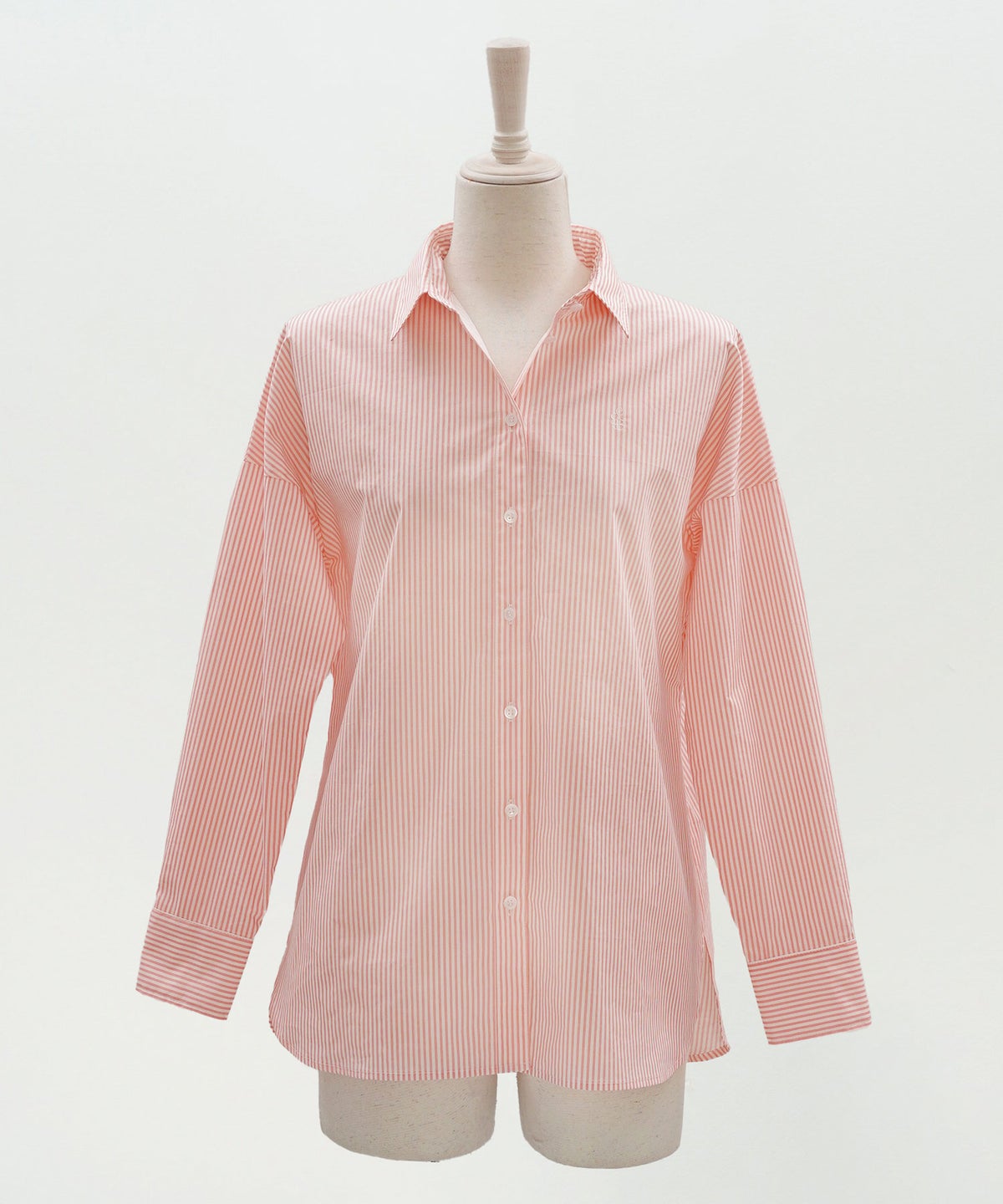 長袖 シャツ ピンク ストライプ 通勤 ベーシック ジョイントスペース