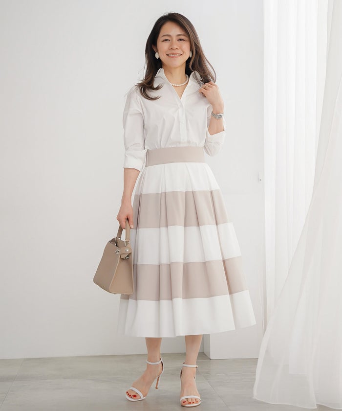 長袖 シャツ ホワイト ロゴ刺繍 通勤 ベーシック ジョイントスペース