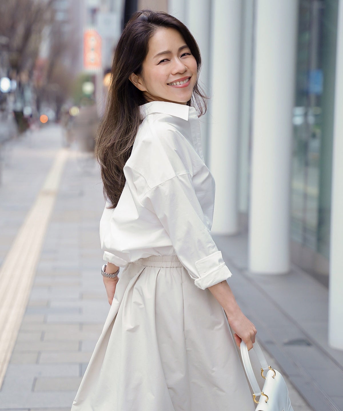 長袖 シャツ ホワイト ロゴ刺繍 通勤 ベーシック ジョイントスペース