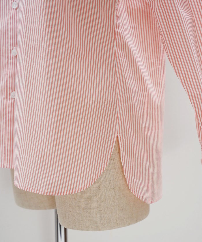 長袖 シャツ ピンク ストライプ 通勤 ベーシック ジョイントスペース