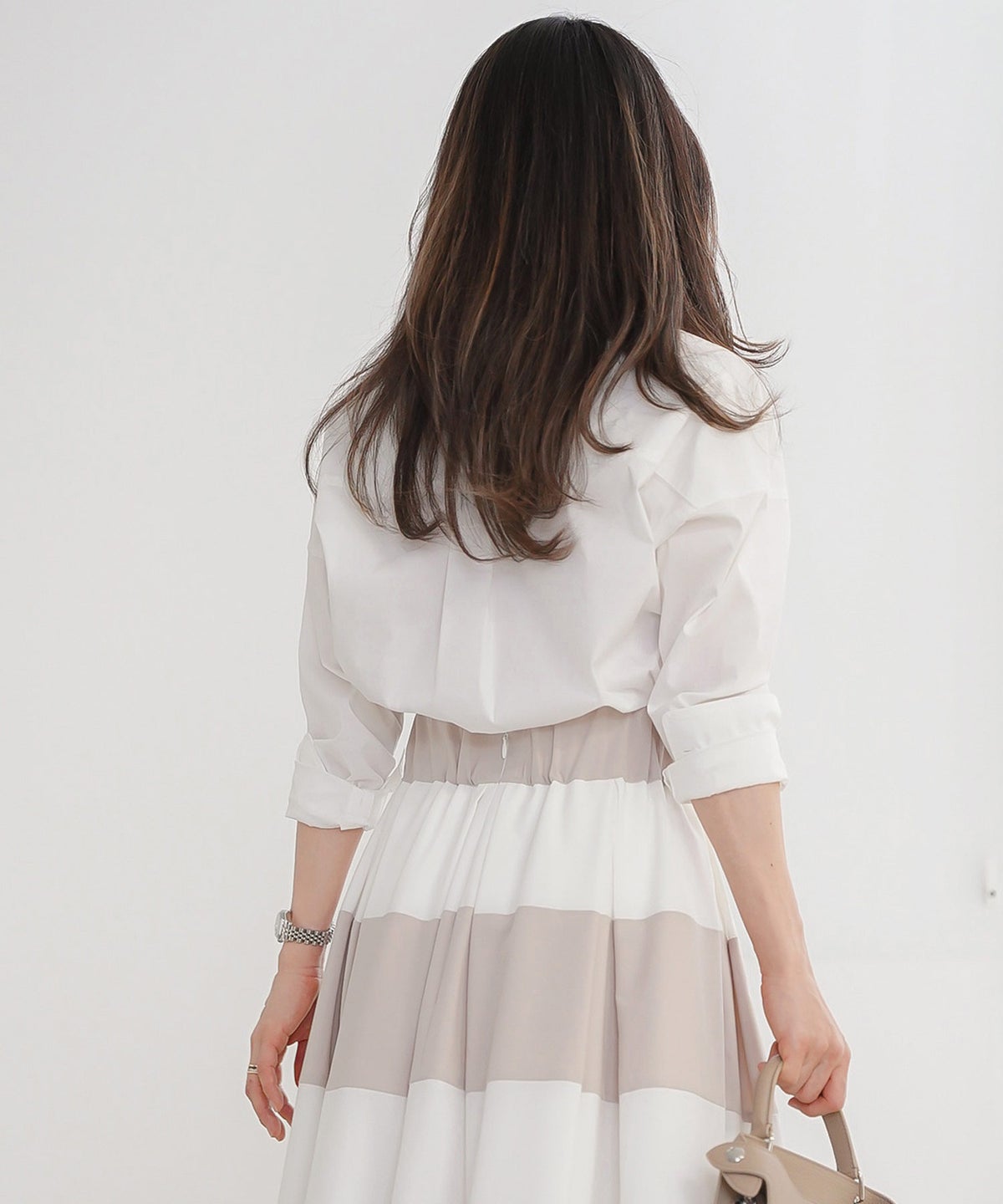 長袖 シャツ ホワイト ロゴ刺繍 通勤 ベーシック ジョイントスペース