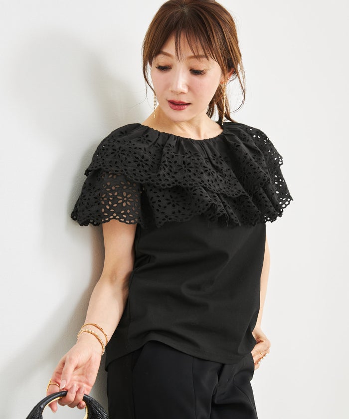 手洗い可 トップス 上品 かわいい 大人カジュアル きれいめ フェニミン おすすめ 白黒 夏 ジョイントスペース